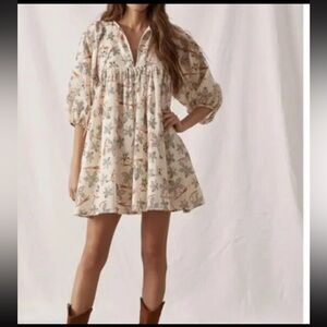 Anthropologie Caballero Daisy 100% cotton mini dress floral print
